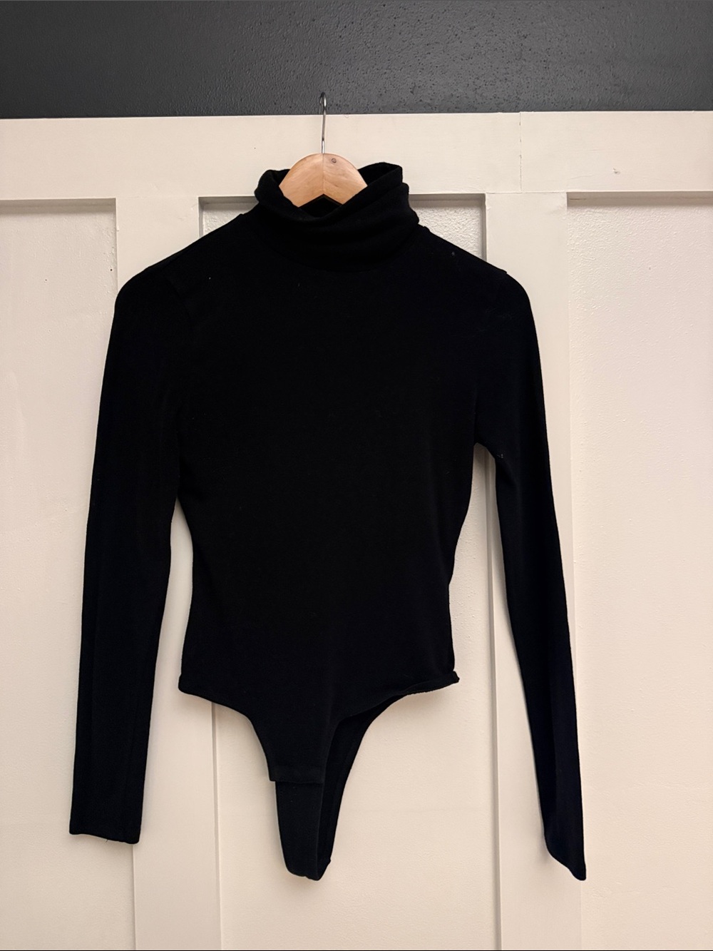 Black Turtleneck Long-Sleeve One-Piece Bodysuit